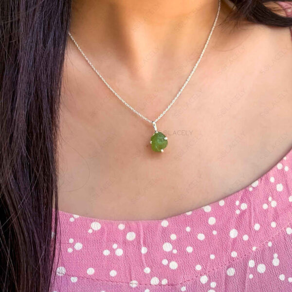 Raw Peridot Sterling Silver Necklace - Image 4