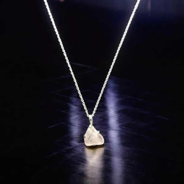 Raw Rose Quartz Sterling Silver Necklace - Image 2