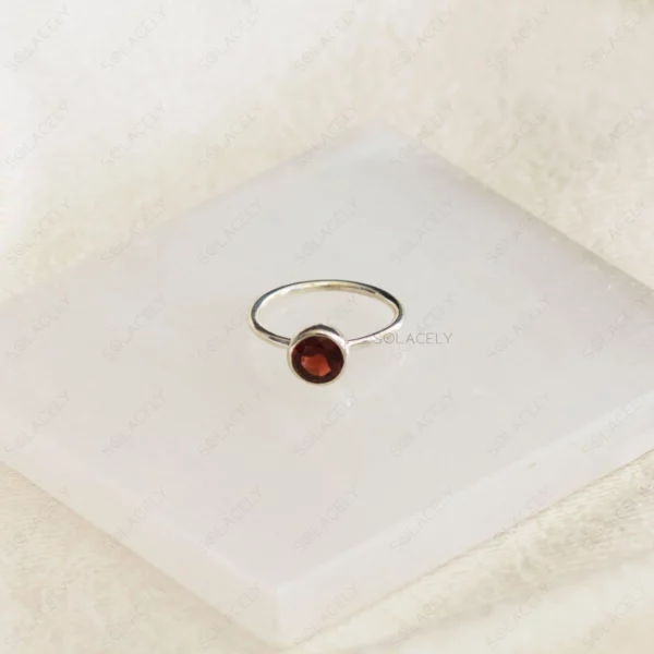 Red Garnet Sterling Silver Ring