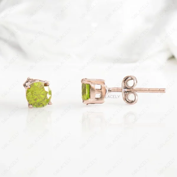 Peridot Sterling Silver Rhodium Plated Stud Earrings