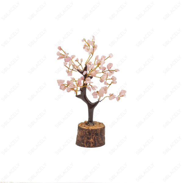 Rose Quartz Crystal Tree of Life Small with Wooden Base - Image 4