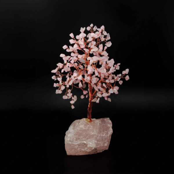 Rose Quartz Crystal Tree Of Life With Natural Rose Quartz Stone Base - 300 Beads - Image 3