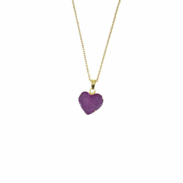 heart shaped pink druzy pendant