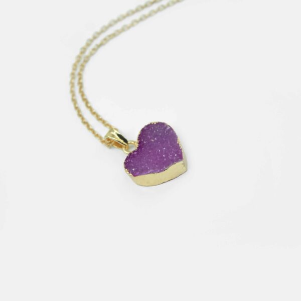 buy heart shaped pink druzy pendant for girlfriend