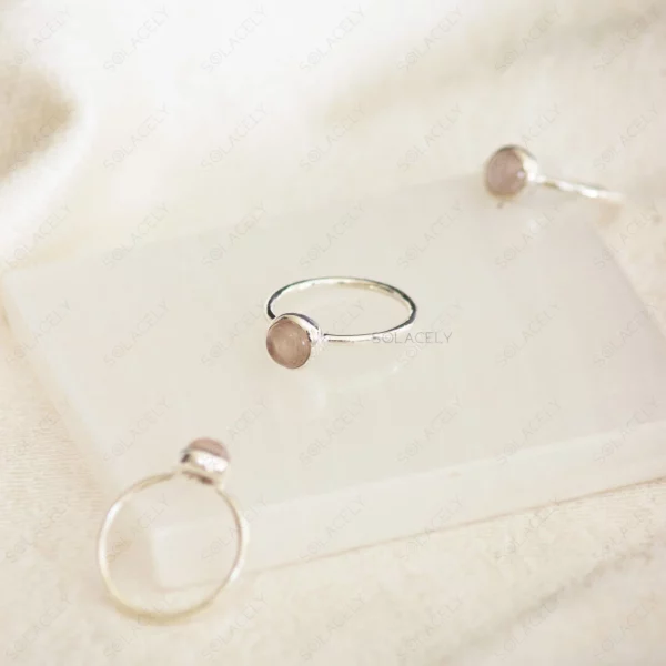 Rose Quartz Sterling Silver Ring - Image 3