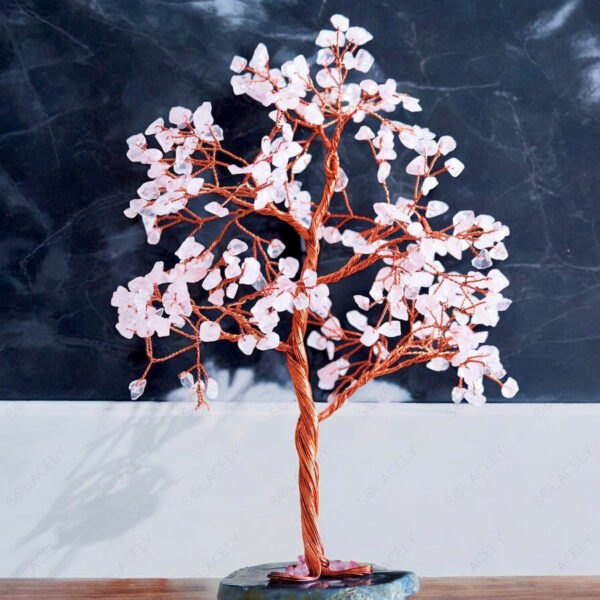 Rose Quartz Crystal Tree of Life with Agate Base - Image 2