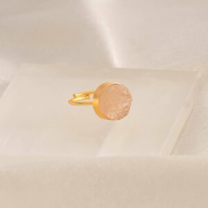 raw rose quartz ring