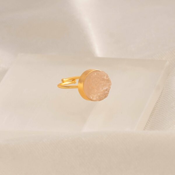 raw rose quartz ring