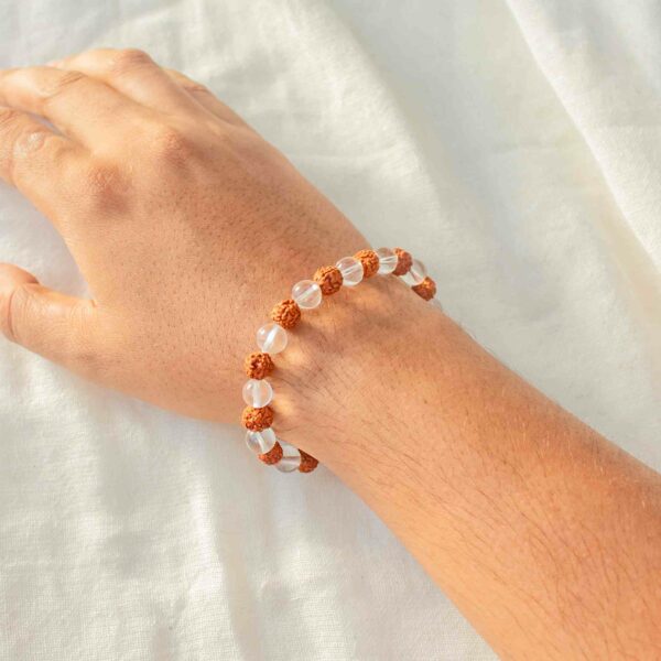 clear quartz bracelet with rudraksha