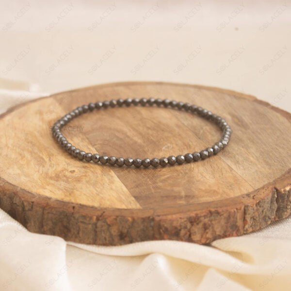 Hematite Stretchable Anklet with Faceted Beads - Image 2