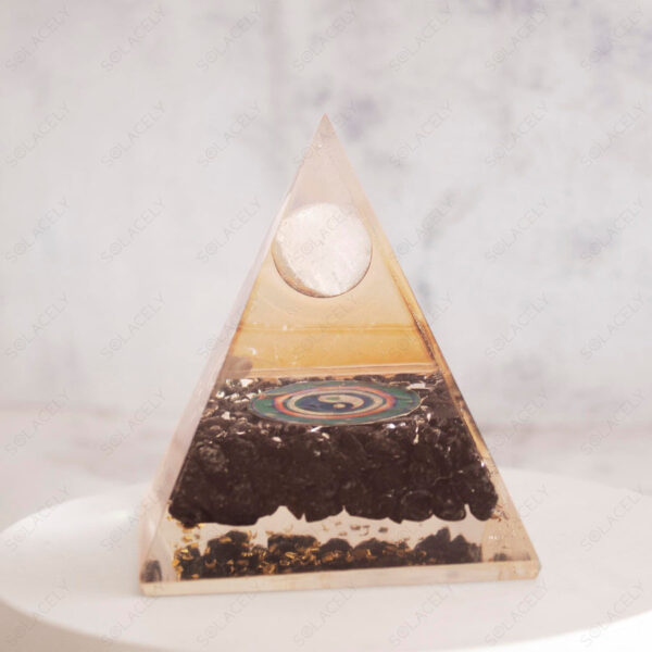 Black Tourmaline Pyramid with White Quartz Sphere Ball - Image 4