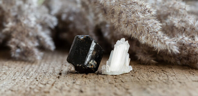 black tourmaline and selenite