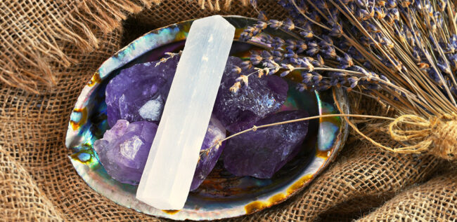 amethyst and selenite