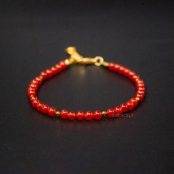 carnelian beaded bracelet 4mm beads adjustable