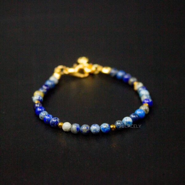 lapis lazuli beaded bracelet 4mm beads adjustable