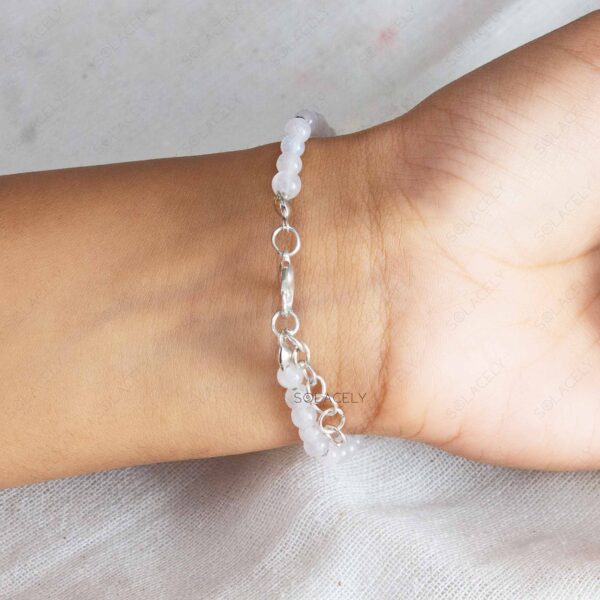 white quartz beaded adjustable with hematite