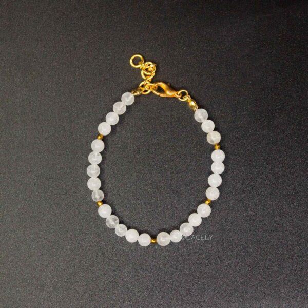 white quartz beaded bracelet adjustable hematite spacers