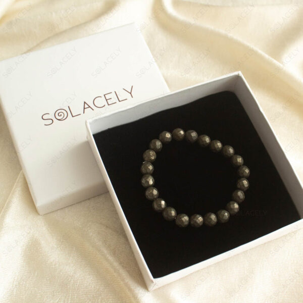 Pyrite Faceted Bracelet - 8mm Beads - Image 2