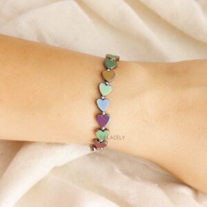 vibrant heart hematite bracelet