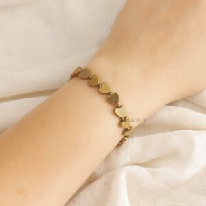 hematite gold heart beads bracelet