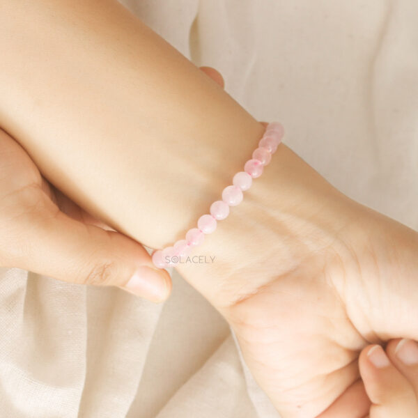heart charm rose quartz bracelet