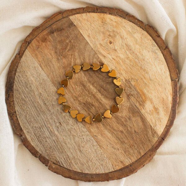 Hematite Gold Heart Beads Bracelet - Image 7