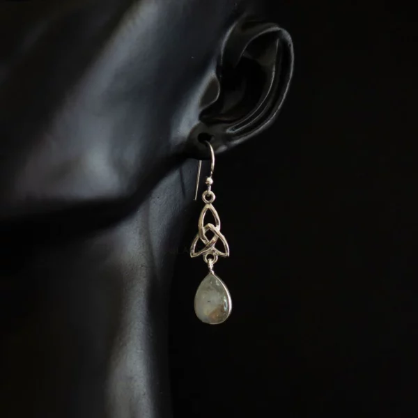 Celtic Moonstone Drop Earring-Sterling Silver - Image 4