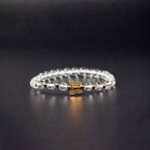 clear quartz butterfly bracelet
