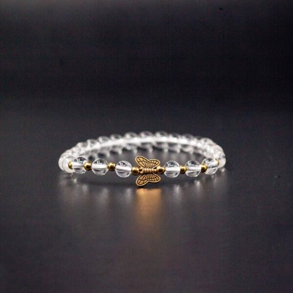 clear quartz butterfly bracelet