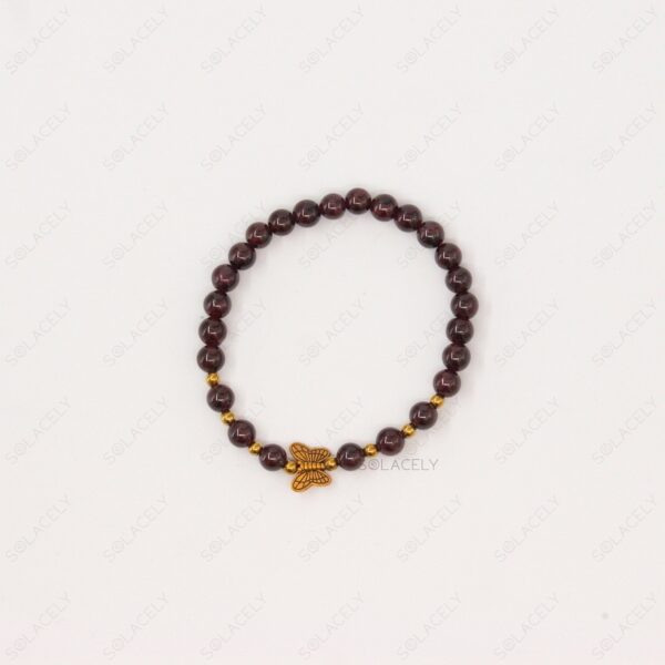 garnet bead bracelet with charm