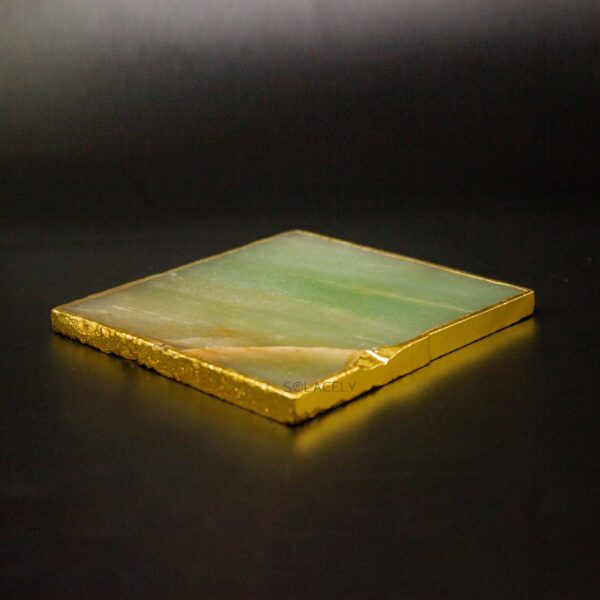gold edged jade stone coaster