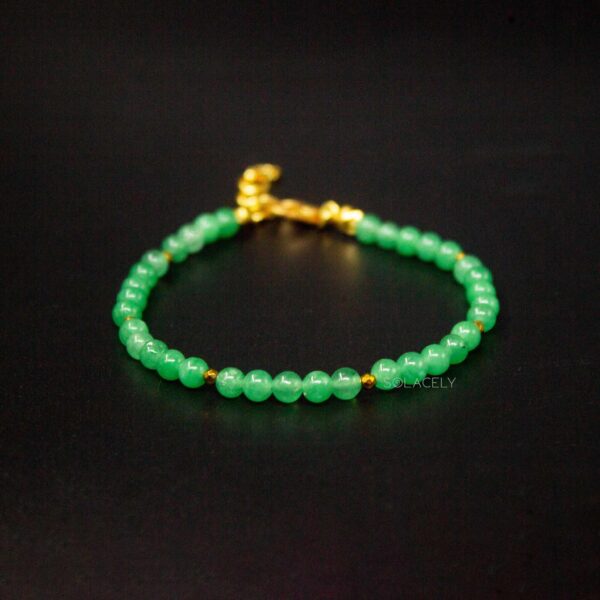 green aventurine beaded bracelet 4mm beads adjustable