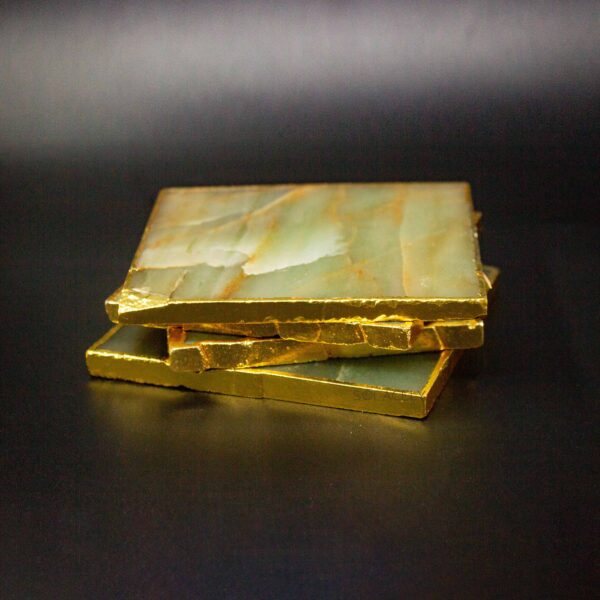 jade coaster with gold details