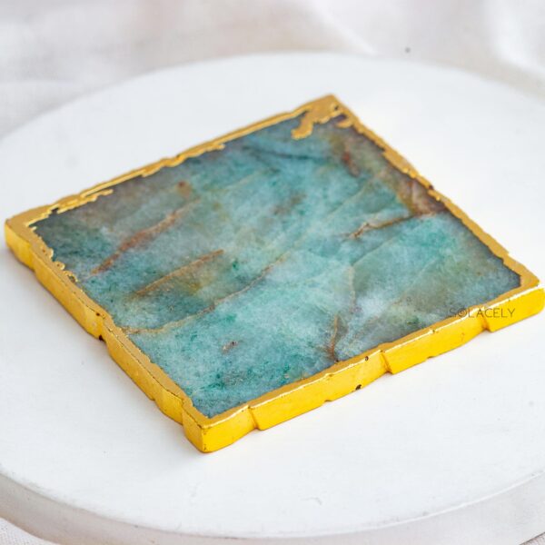 jade stone coaster with golden edges