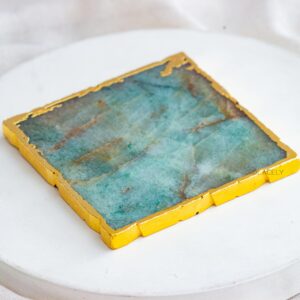 jade stone coaster with golden edges