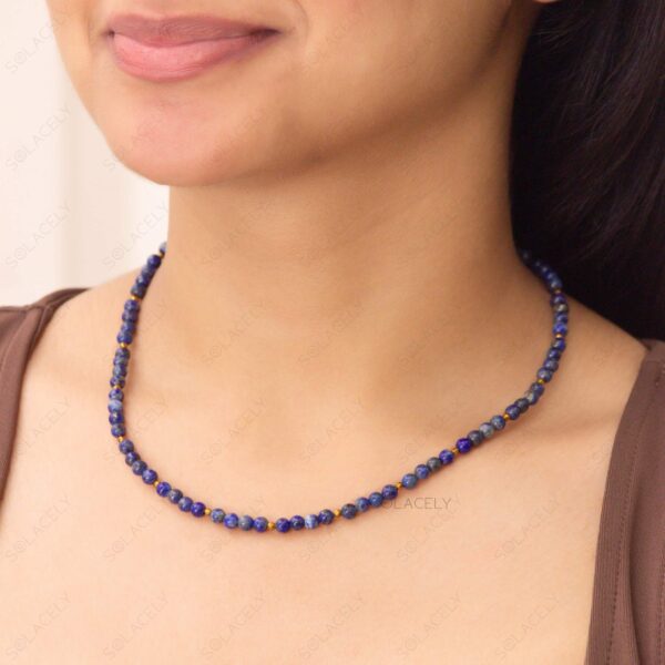 lapis lazuli necklace with hematite spacers 4mm beads mala