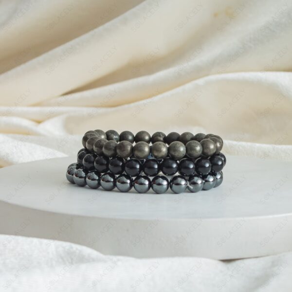 Protection From Negativity, EMF And Abundance Bracelet Set - 8mm Beads