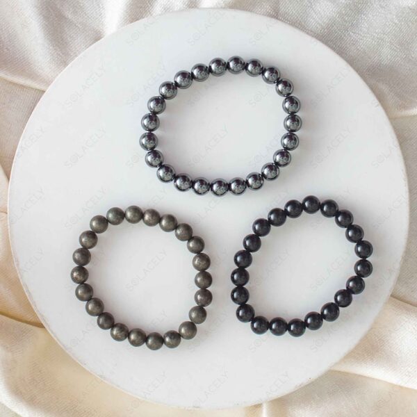 Protection From Negativity, EMF And Abundance Bracelet Set - 8mm Beads - Image 2
