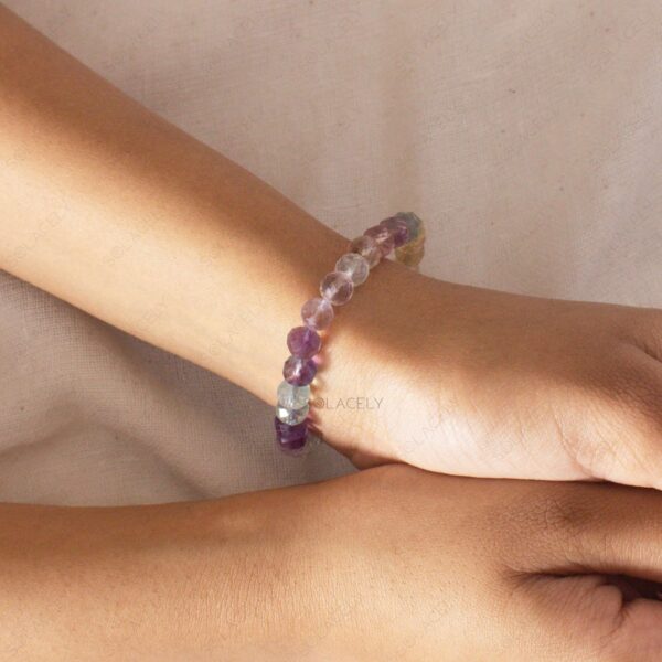 rainbow fluorite faceted 8mm