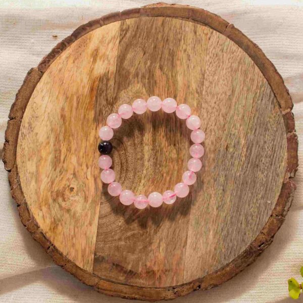 Black Tourmaline and Rose Quartz Couple Bracelets-8mm Beads - Image 8