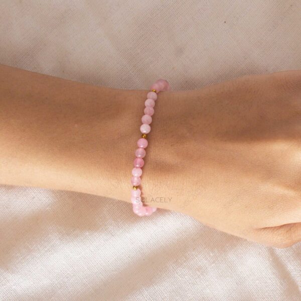 rose quartz beaded adjustable bracelet