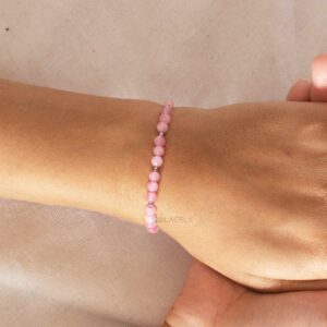 rose quartz bracelet with golden hematite spacers 4mm beads