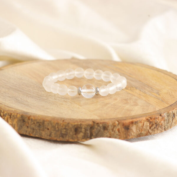 white quartz om clear quartz bracelet