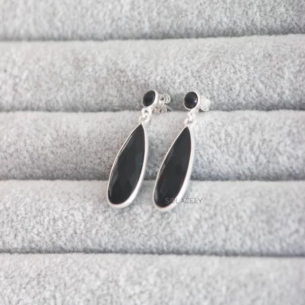 Faceted Pear Shape Sterling Silver Crystal Earrings - Image 4