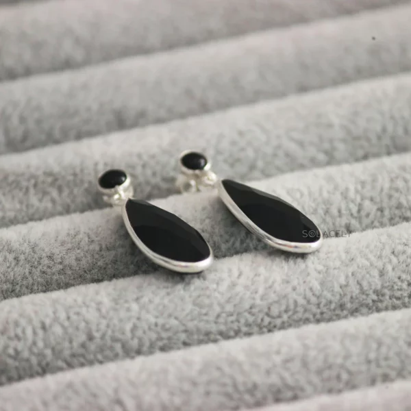 Faceted Pear Shape Sterling Silver Crystal Earrings - Image 5