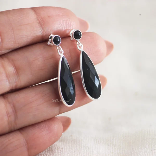 Faceted Pear Shape Sterling Silver Crystal Earrings - Image 6