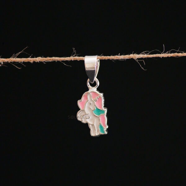 Kid's Sterling Silver Unicorn Charm Pendant - Image 5
