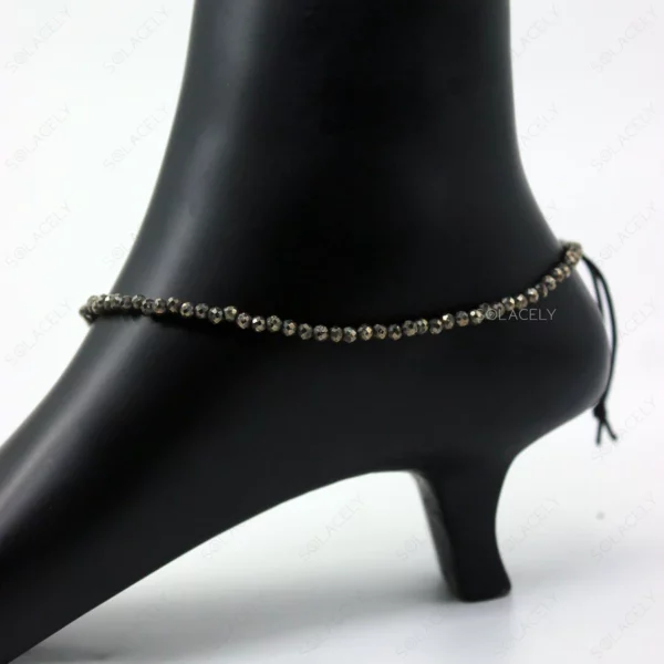 Faceted Pyrite Anklet - 2mm Beads