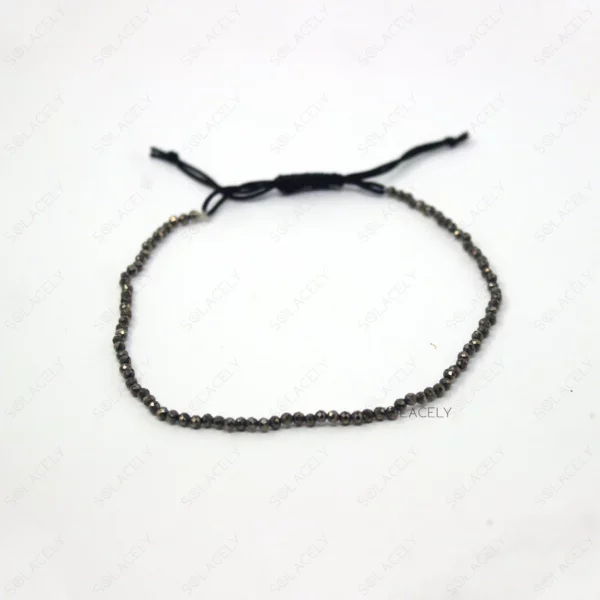 Faceted Pyrite Anklet - 2mm Beads - Image 4