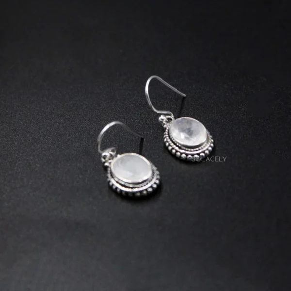 Sterling Silver Bohemian Oval Shape Crystal Earrings - Image 2